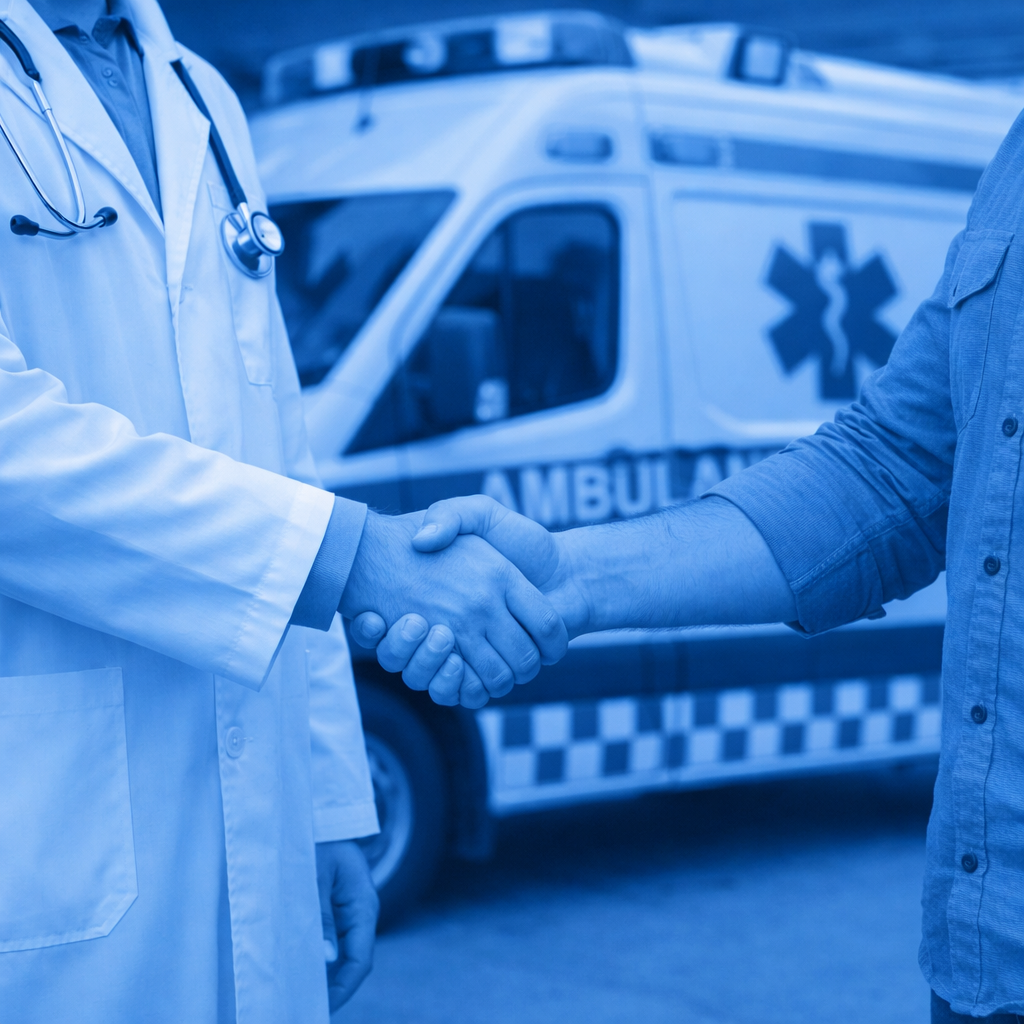Stylized blue duotone portrait of a person facing the camera with arms crossed